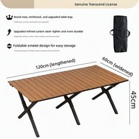 Table de camping pliable légère pour grillades en plein air, facile à transporter, en métal couleur bois, pour repas en camping