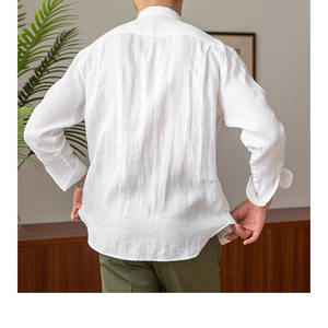 Camicie da uomo estive in <span class=keywords><strong>lino</strong></span> morbide, comode ed eleganti, camicie casual da uomo con logo personalizzato, camicie all'ingrosso - Product Image 6