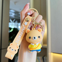 Gran oferta, variedad personalizada de colgante de llave de silicona de dibujos animados para niños, Mini llavero de muñeca creativo portátil barato