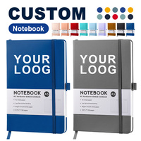 Carnets de notes minimalistes promotionnels A5 à points, en cuir PU, couverture rigide, avec logo en relief