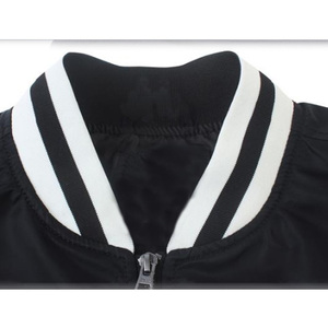 Chaqueta de lana ecológica de alta calidad al por mayor, Chaqueta de punto de talla grande informal deportiva de béisbol negra satinada hecha a medida para otoño - Product Image 2