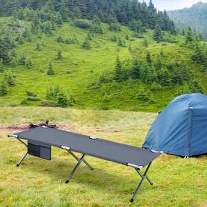 เตียงนอนพับได้แบบพกพาพับได้น้ำหนักเบา, เตียงคนคนเดียวท่อเหล็กตั้งแคมป์เดินทางกลางแจ้งปิกนิกนอนสำหรับผู้ใหญ่เดินป่า - Product Image 4