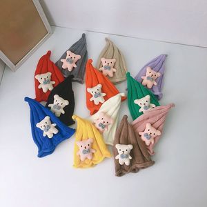 <span class=keywords><strong>Bonnet</strong></span> Bébé Automne/Hiver Garçons Filles Motif Animal Mignon Tête d'Ours Torsadée en <span class=keywords><strong>Laine</strong></span> Tricotée avec Cache-Sucette - Product Image 4