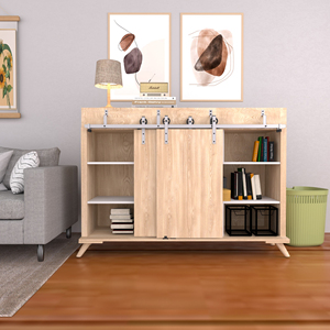Kinmade Mini armoire <span class=keywords><strong>coulissante</strong></span> Kit de quincaillerie pour <span class=keywords><strong>porte</strong></span> de grange-Wagon Design Roller, s'<span class=keywords><strong>applique</strong></span> pour fenêtre TV Stand Closet - Product Image 6