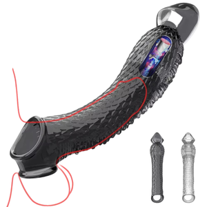Manchons réutilisables pour hommes pour retarder l'éjaculation, avec anneau vibrant pour pénis, manchon extenseur souple pour agrandir le pénis - Product Image 1