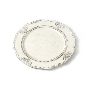 Bleu et Blanc Vintage Floral En Relief Chargeur Assiettes 33cm Décorations De Mariage Commande Minimum 100pcs Assiette En Plastique Plat - Product Image 1