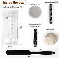 Nouveau design – Pot à levain écologique de qualité supérieure, compatible lave-vaisselle, avec thermomètre/bande de marquage de date/racloir/housse en tissu