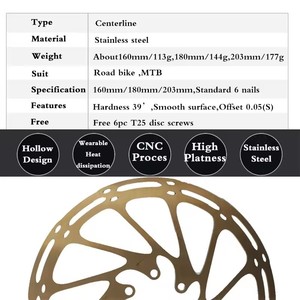 Mtb Xe Đạp Thủy Lực Đĩa Phanh Rotor Phù Hợp Sram Bạc Cầu Vồng Vàng 140 160 180 203Mm Centerline Rotors - Product Image 4