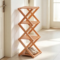 Étagère à chaussures pliable en bois massif JB Creative et support à fleurs