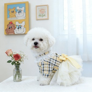 Charming Princess Tulle Dress For Dogs <b>Cats</b> Checkered Polyester Four Seasons Pet <b>Clothes</b> - Product Image 4