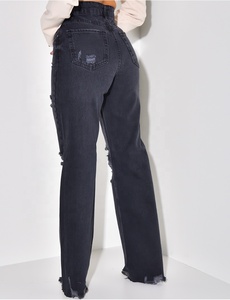 Jeans strappati a vita alta Boutique autunno fantasia ragazze eleganti pantaloni antigraffio pantaloni strappati strappati nuovi Jeans moda - Product Image 4