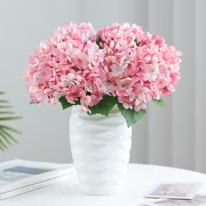Bouquet de fleurs d'hortensia artificielles, 3 branches, bleu, blanc, rose, rouge, toucher naturel, décoration pour la maison et les mariages - Product Image 3