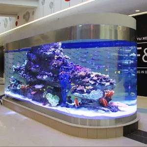 Large Factory Customized Marine Aquarium With Tunnel Aquarium Coral Reef Fish Tank Aquarium