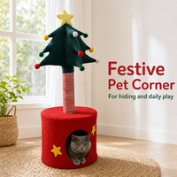 Tour pour chat en forme de sapin de Noël, mignonne et compacte, avec condo rond en peluche et griffoir en sisal, idéale pour les petits chats, vente en gros, OEM ODM
