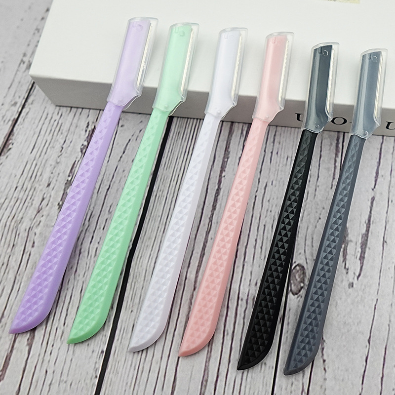 Manufacturer's 3-Pack Anti-Scratch Safety Eyebrow Trimmer Knife Cover Plastic Checkered Eyebrow Razor Bulk Trimmer for Shaving