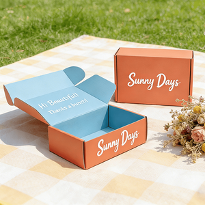 Boîtes d'expédition en carton personnalisées pour vêtements et accessoires, emballages cadeaux bicolores corail et bleu pour vêtements, boîtes d'expédition postales - Product Image 5