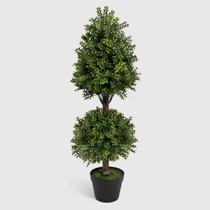 PZ-ZH Wholesale Faux Modern Large Bonsai Live Topiary Boxwood Plant Green Artificial Trees For Indoor Decorative