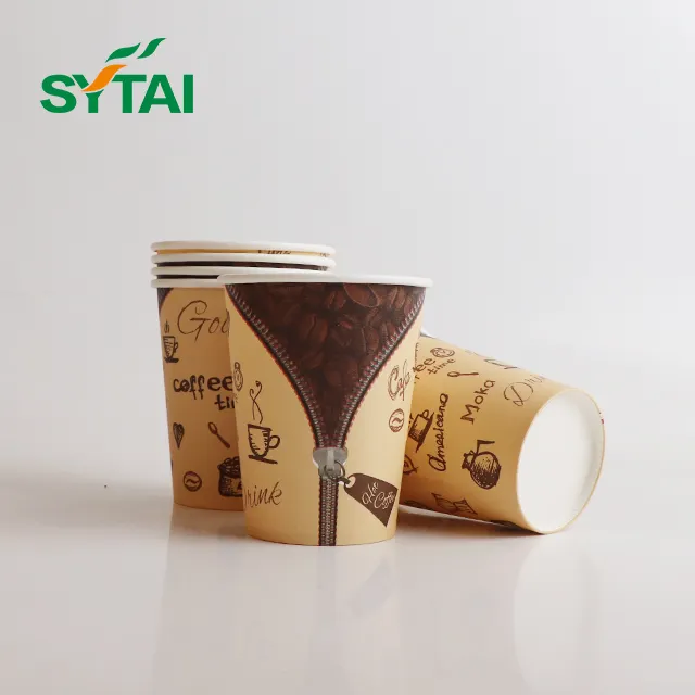 Groothandel Custom Papier Cup 8Oz 12Oz 16Oz Enkele Muur Wegwerp Bekers Met Mouwen En Deksel