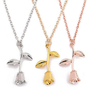 Huitan بوهو المجوهرات هدية الحزب الأزياء الجمالية قلادة الفضة لون الذهب قلادة قلادة زهرة الورد النساء - Product Image 3