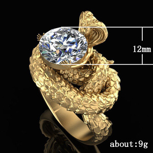 Anello da donna con figura di serpente in stile punk, ornamento per la mano con zirconi cubici alla moda per donne europee e americane - Product Image 5