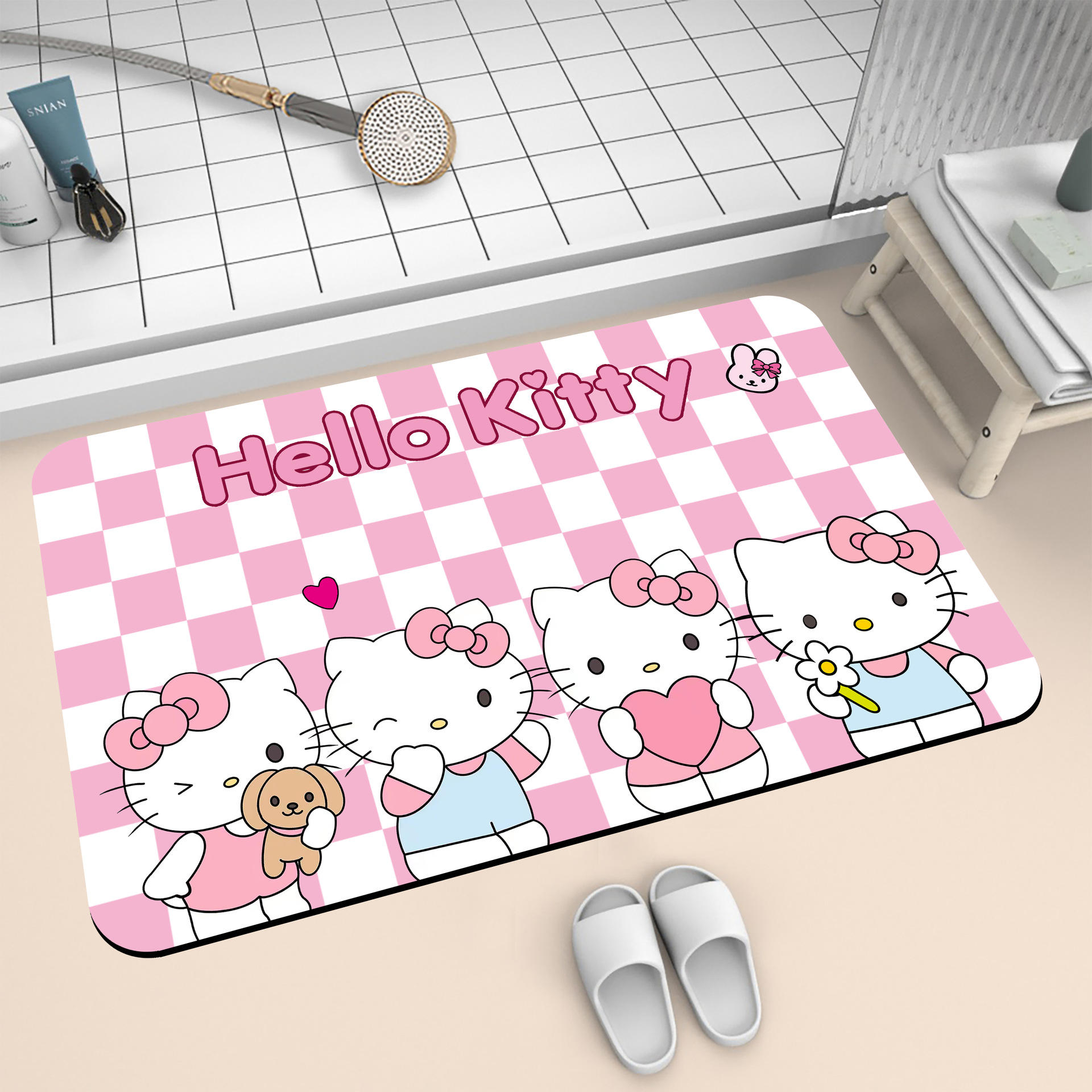 Grille rose et blanche 4 pièces kt-rectangulaire