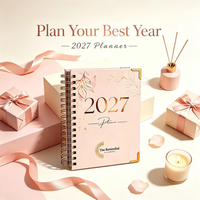 Agenda journalier et hebdomadaire personnalisable 2027 avec impression sur mesure, reliure spirale, planificateur de voyage avec boîte, reliure cousue, cadeau