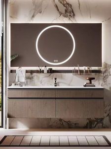 New Brown Bathroom Cabinet Smart Mirror Cabinet Space Storage White Washbasin Wall-Mounted - Product Image 2