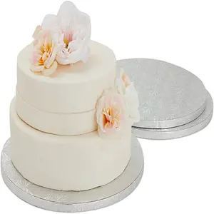 1/2" Thick Cake Drums White Cake Boards Drum 12 Inch Round Sturdy Cake Corrugated Cardboard for Multi-L