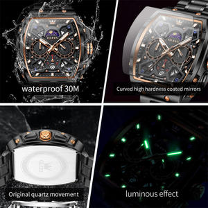   Montre à quartz pour homme avec logo personnalisé OEM, en acier inoxydable, multifonctionnelle, phase lunaire, chronographe, calendrier, luminescente - Product Image 5