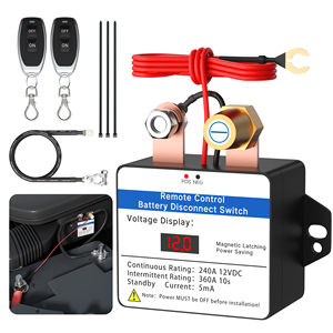 Interrupteur de déconnexion de batterie de voiture 240A 12V avec télécommande, affichage numérique LED de tension, relais magnétique, kit isolateur de batterie avec clé - Product Image 1