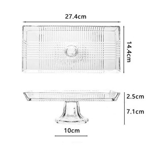 Vente en gros Plateau en verre transparent pour décoration intérieure de luxe Assiette à gâteau rectangulaire Assiette à fruits avec <span class=keywords><strong>pied</strong></span> - Product Image 5