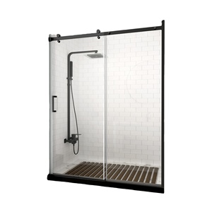 Porte de douche de <span class=keywords><strong>baignoire</strong></span> coulissante simple <span class=keywords><strong>Pare</strong></span>-douche en verre de salle de bain Prix <span class=keywords><strong>moins</strong></span> <span class=keywords><strong>cher</strong></span> Aluminium encadré avec finition brossée Verre trempé - Product Image 1