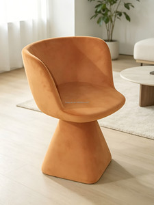 Sillón de Salón Individual Tapizado Moderno y Minimalista con Base de Cono Integrada <span class=keywords><strong>Jaguar</strong></span> Ergonómico en Terciopelo Naranja - Product Image 5