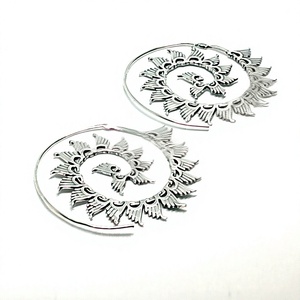 SILVER ZONE Bohemian Silver Plated Hoop <b>Earrings</b> with Eagle Pattern Unisex Alloy Jewelry for Anniversary - Product Image 1