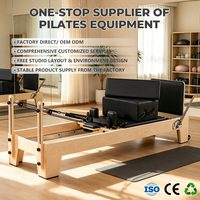 Machine de Pilates Reformer en bois de chêne noir, durable, réglable et portable, pour studio de Pilates professionnel haut de gamme