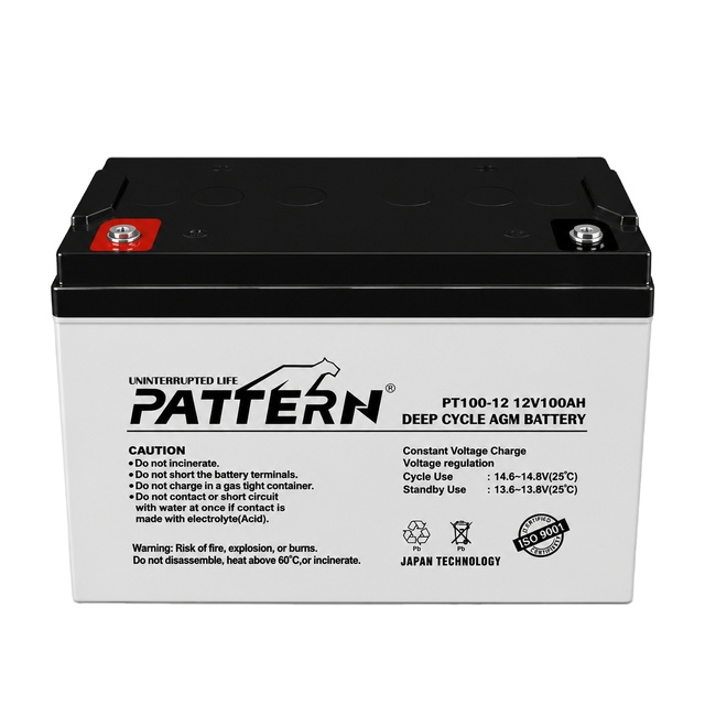 PATTERN 12V 100Ah Japan Tech Maintenance Free AGM Deep Cycle Lead Acid Battery for Home Solar Energy Storage System