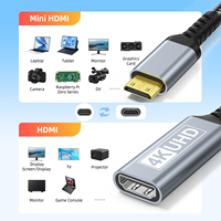 Câble Mini HDMI vers HDMI Ultra HD 4K 60Hz 2.0 Mâle Bidirectionnel en Nylon Tressé Compatible avec MacBook Xbox PS5 Smart TV PC