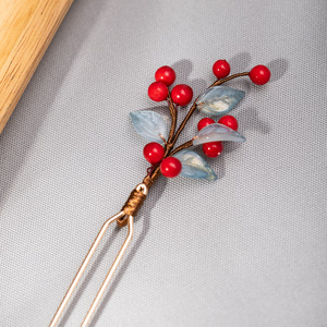 Baies rouges, fruits porte-bonheur, fruits simulés, épingles à cheveux Hanfu, style ancien, nouvelles épingles à cheveux de style chinois, style traditionnel chinois - Product Image 4