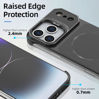 Funda Magnética sin Marco con Anillo Metálico para Cámara y Soporte, Carcasa Mate de PC a Prueba de Golpes para iPhone 13 14 15 16 17 18 Pro Max