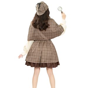 Costume de déguisement vintage pour femme HP, ensemble jupe et cape à carreaux avec chapeau, pour enfants, Halloween, cosplay, fête - Product Image 3