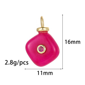 Natural Stone Inlaid Zircon Pendant Geometric Circular Long Stone Pendant DIY Necklace Bracelet Pendant <strong>Charms</strong> - Product Image 6