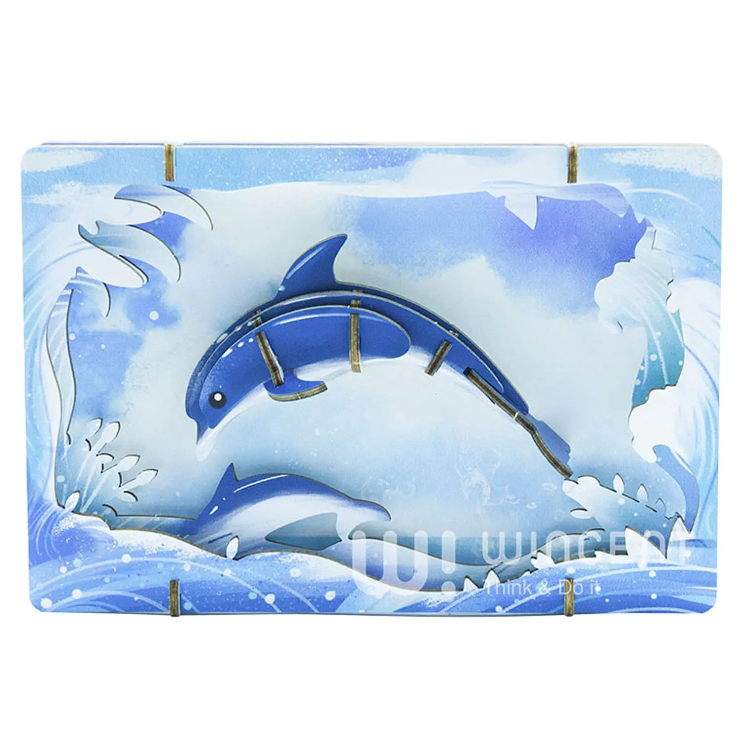 Wincent Theater Puzzle Marine Animal New Birthday Gift Idea 3D Puzzle Kids Wooden DIY Crafts