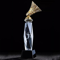 Trophée de cristal créatif de compétition de badminton excellent trophée de joueur de badminton