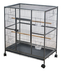 Cage d'élevage pour oiseaux de compagnie extra large 601 de Bangkok Factory, cage à oiseaux en fer de haute qualité, plateau en plastique, écologique, 77x46x90cm - Product Image 5