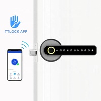 Serrure de porte intelligente numérique sans clé pour intérieur, avec poignée à levier, empreinte digitale, combinaison et application TTLOCK