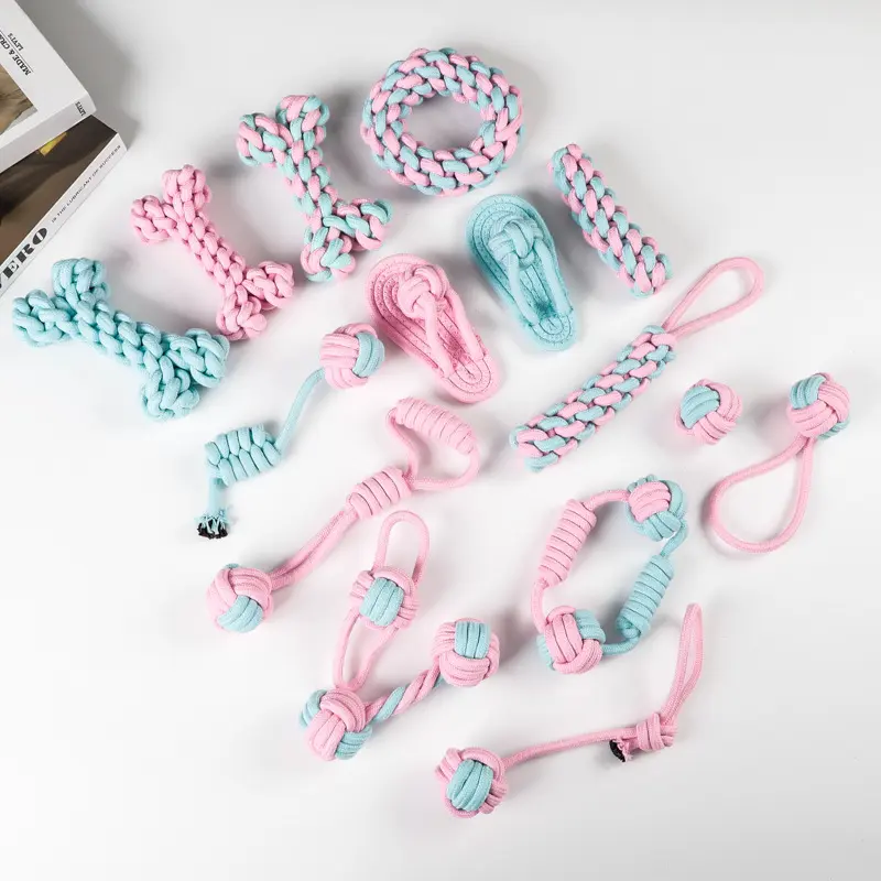 2024 Hot Selling Durable Large Cotton Rope Dog Toy 10 Pack Gift Set Pet Chew Knot Toy Puppy Dog Accessories