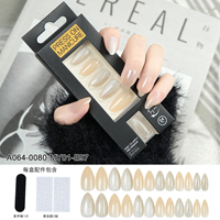 Kit de 24 faux ongles courts ballerine en ABS à presser, avec colle et lime à ongles, auto-adhésifs, vente en gros OEM ODM