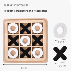 Juego de Mesa de Madera <span class=keywords><strong>XO</strong></span> Tres en Raya, Juego de Bloques de Construcción para Niños, Educación Temprana, Entretenimiento y Batalla - Product Image 3