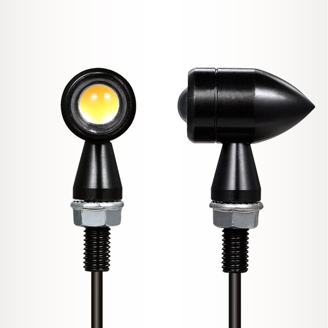 Motorcycle Turn Signal LED Indicator Light 12V Aluminium Mini Blinker Black Universal Fit Replacement High Quality 1 Year
