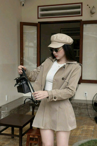 Conjunto de Falda Plisada y Chaqueta Corta, Cuello Camisero, Mezcla de Algodón y Poliéster, Prenda Tejida, Fábrica de Ropa OEM - Product Image 5